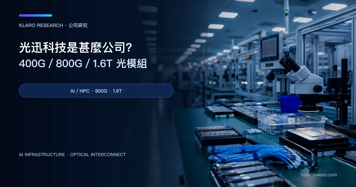 光迅科技（002281.SZ）公司研究封面，展示高速光模組、光纖連接器與 AI 資料中心測試產線