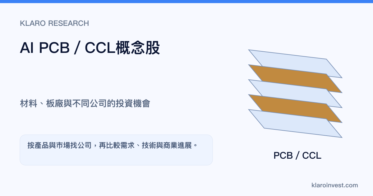 PCB板件、覆銅板與上游材料的產品位置，以及不同市場的代表公司