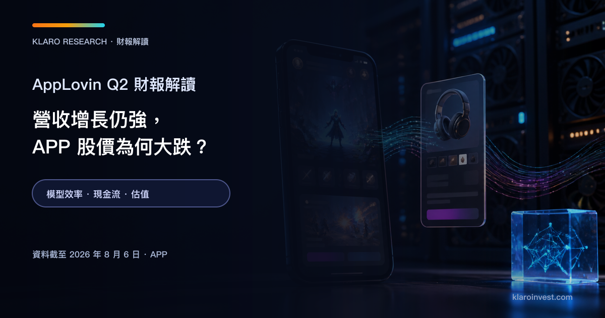 AppLovin APP Q2 2026 財報解讀封面，呈現廣告模型、行動遊戲與電商流量的運算資料流