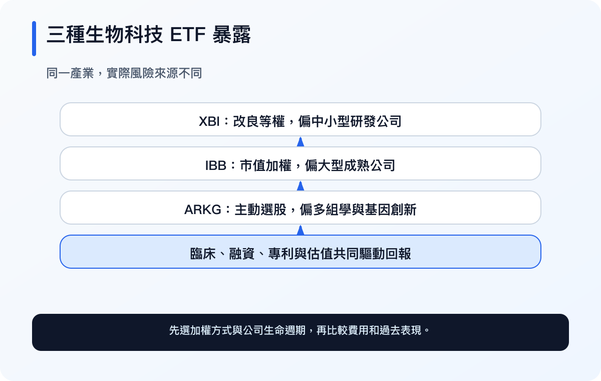生物科技 ETF 由臨床成功、審批、商業化、融資、持倉權重與估值形成回報（繁體中文）