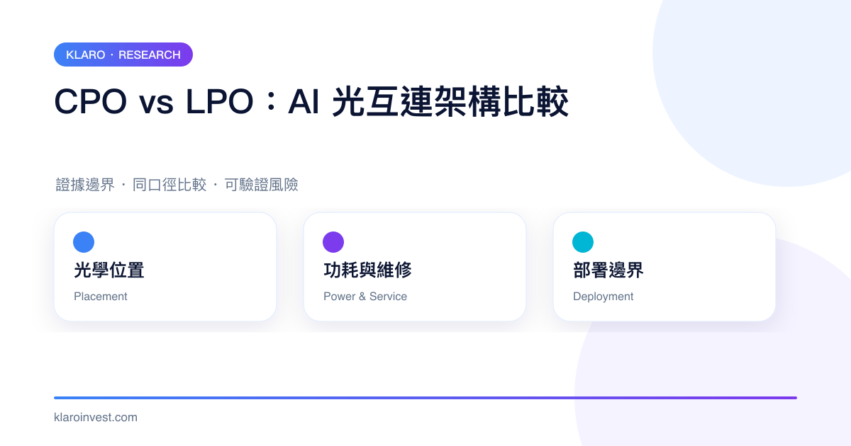 CPO 與 LPO 在光學位置、功耗維修和部署邊界上的比較