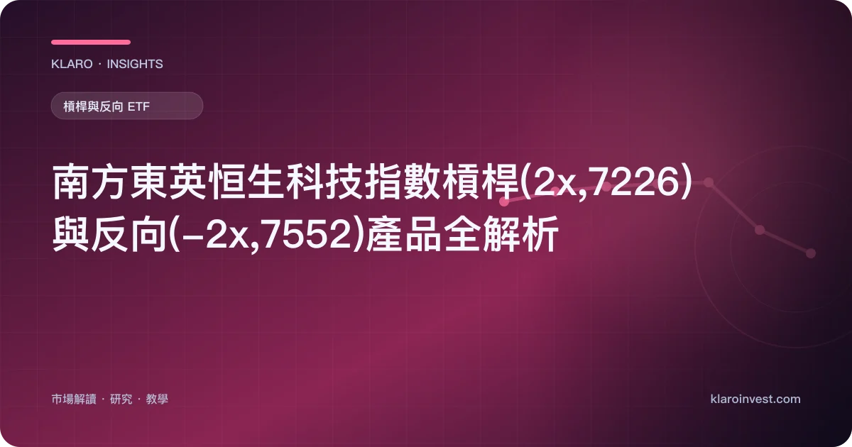 南方東英恒生科技指數槓桿(2x,7226)與反向(-2x,7552)產品全解析 — 文章封面