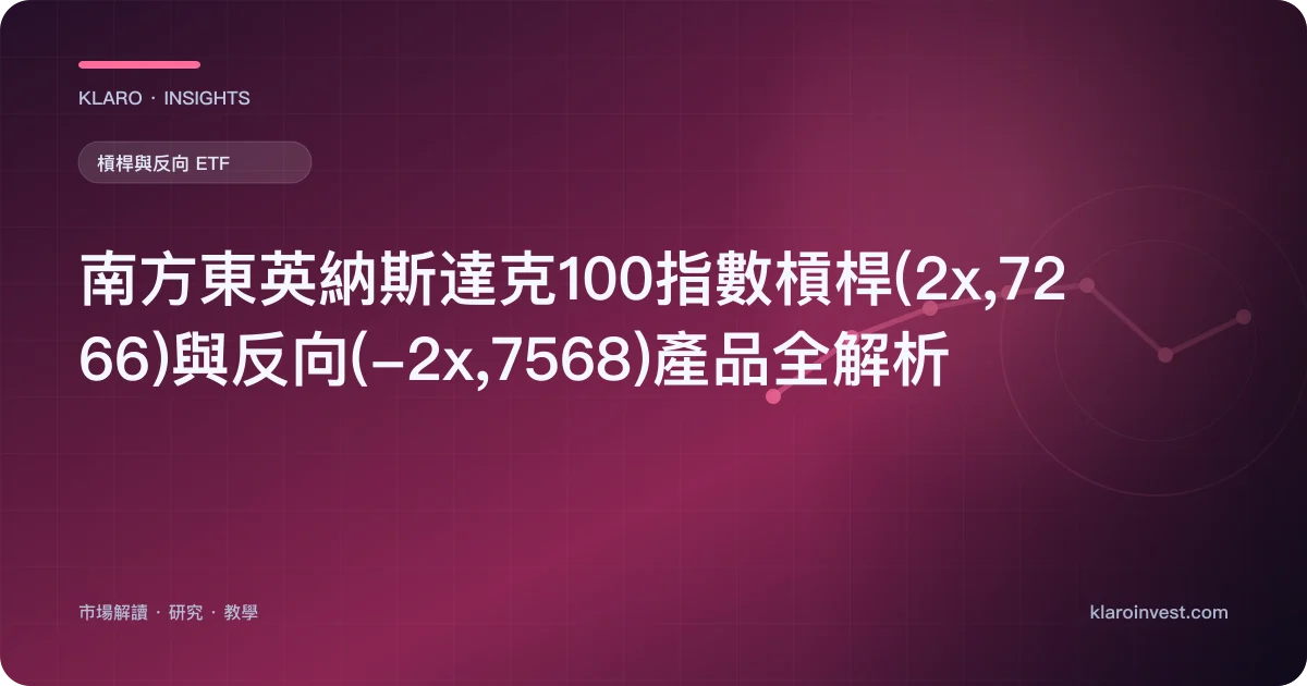南方東英納斯達克100指數槓桿(2x,7266)與反向(-2x,7568)產品全解析 — 文章封面