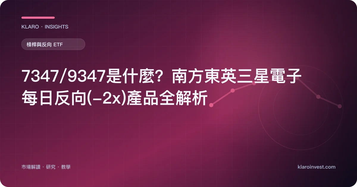 7347/9347是什麼？南方東英三星電子每日反向(-2x)產品全解析 — 文章封面