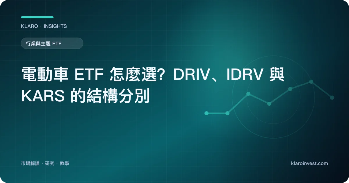 電動車 ETF 怎麼選？DRIV、IDRV 與 KARS 的結構分別 — 文章封面