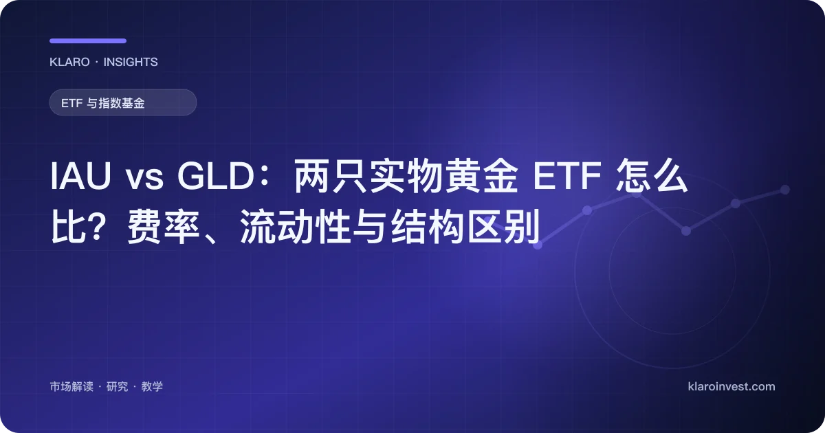 IAU vs GLD：两只实物黄金 ETF 怎么比？费率、流动性与结构区别 — 文章封面