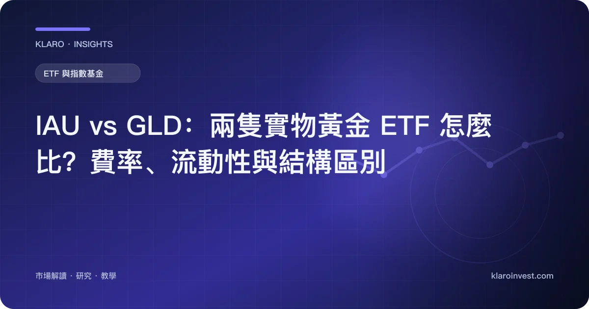 IAU vs GLD：兩隻實物黃金 ETF 怎麼比？費率、流動性與結構區別 — 文章封面