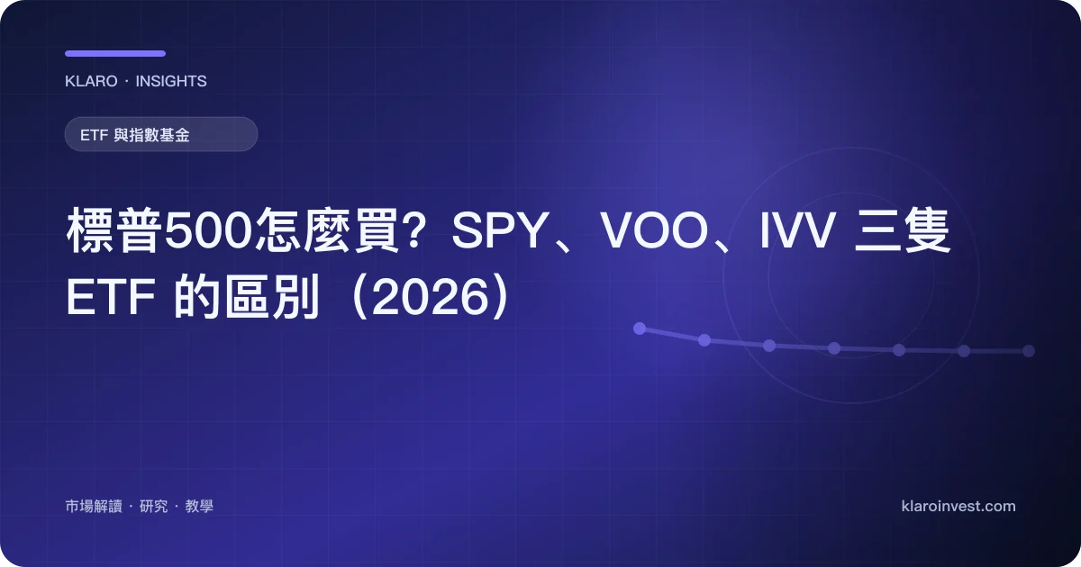 標普500怎麼買？SPY、VOO、IVV 三隻 ETF 的區別（2026） — 文章封面