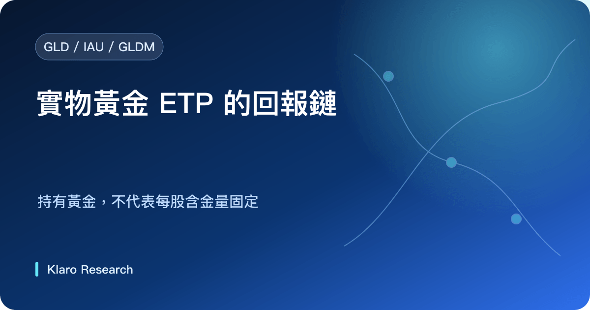 實物黃金 ETF 由金價、每股含金量、費用、差價與稅務形成投資回報