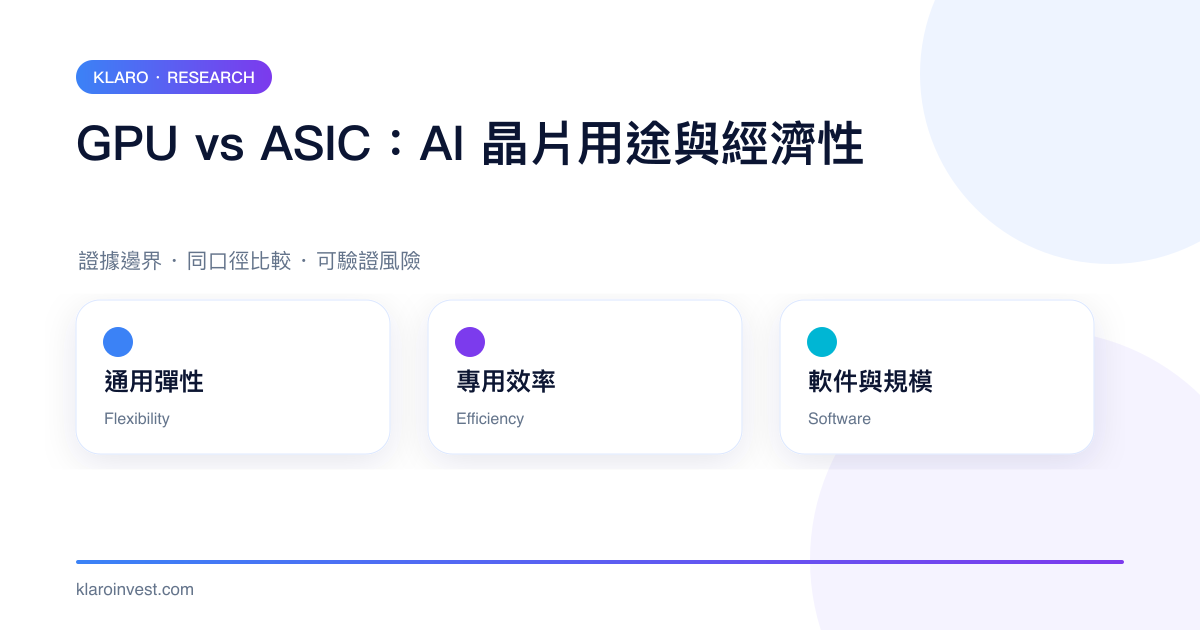 GPU 通用彈性、ASIC 專用效率與軟件規模的比較