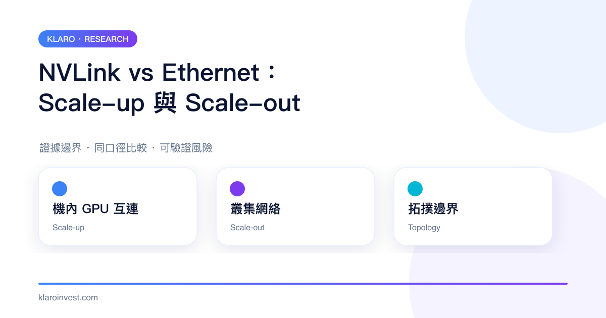 NVLink 機內 GPU scale-up 與 Ethernet 叢集 scale-out 的拓撲比較