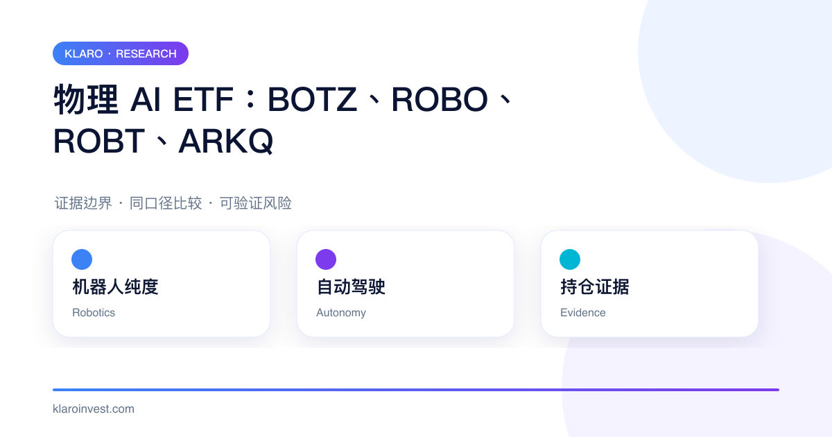 BOTZ、ROBO、ROBT、ARKQ 在机器人、自主技术和实际持仓证据上的比较