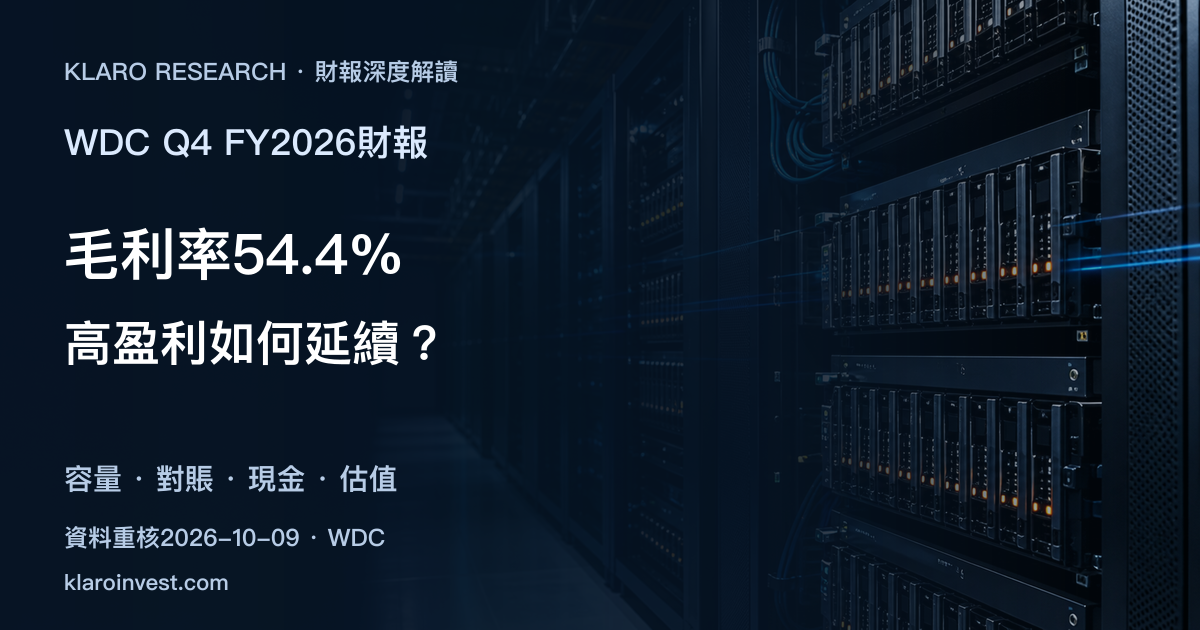 WDC Q4 FY2026財報：毛利創高，股價為何下跌？
